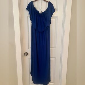 Sweet Lovely by Jen Off Shoulder Maxi Dress Blue Size 2xl